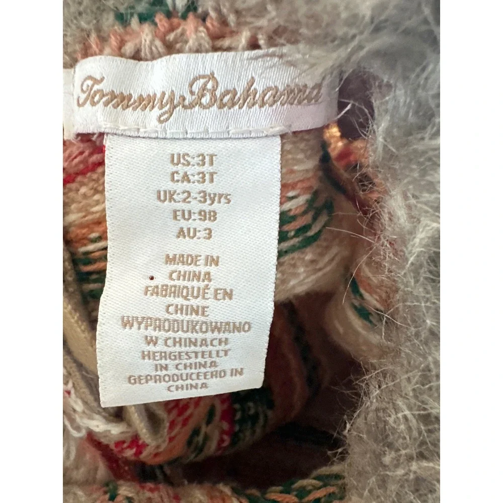 Tommy Bahama Kids Fair Isle Christmas Tree‎ Sweater Dress with Faux Fur Size 3T
